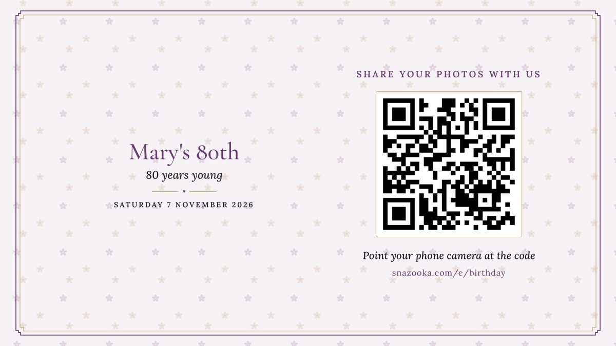 An 80th birthday screen in plum with little flowers