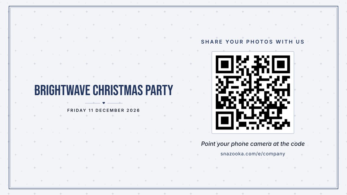 A company Christmas party screen in navy with stars